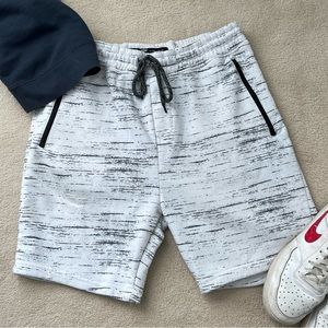 Brooklyn Cloth White Print Space Dyed Fleece Shorts